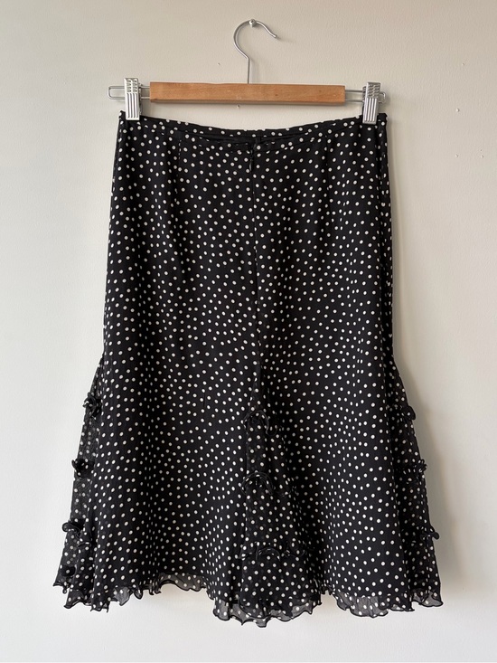 Escada Dresses & Skirts - Escada Black and White Polka Dot Midi Skirt with Ruffles